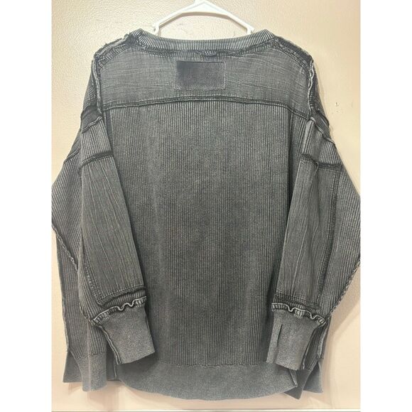 NWOT Free People We The Free Worn Thru Washed Black Long Sleeve Sweatshirt XS - Picture 10 of 11